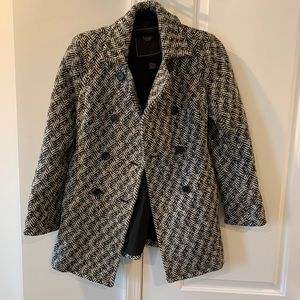 Coach Herringbone Tweed Double Breasted Wool Coat